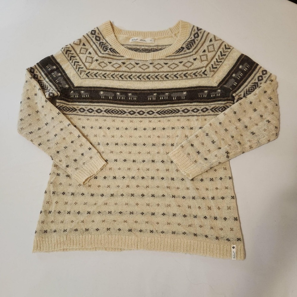 VTG Woolrich Fair Isle Nordic Cream Knit Sweater cottagecore grandpacore cabin